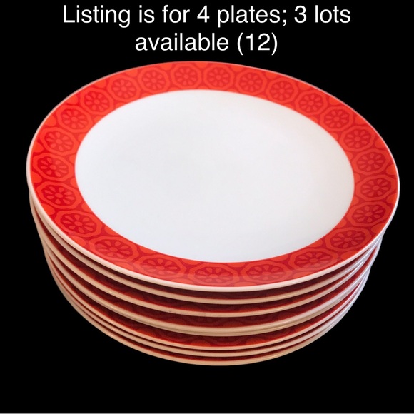 4 Winterling Bavaria Lunch Salad Plates 7.75" Red Orange MCM Floral Daisy 60s - Picture 7 of 16